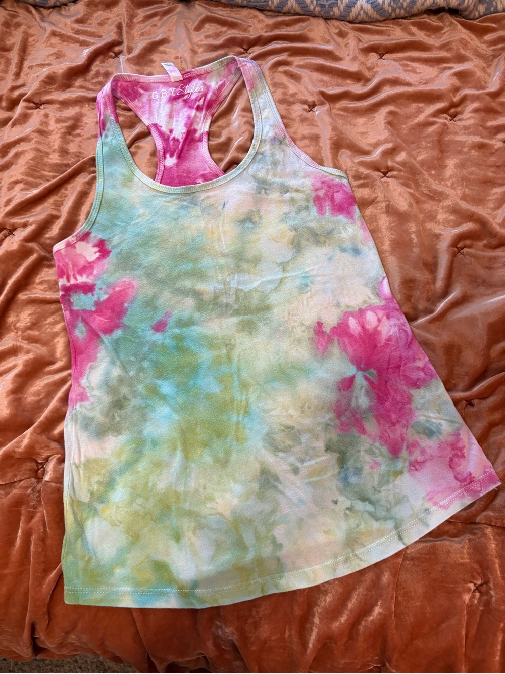 GBY Tie-Dye Racerback Tank Top - Pink, Green, Blue Candy Colors